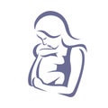 Mother and baby stylized vector symbol