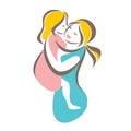 Mother and baby stylized vector symbol