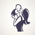 Mother and baby stylized vector symbol