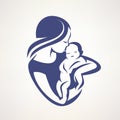 Mother and baby stylized vector symbol Royalty Free Stock Photo