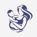 Mother and baby stylized vector symbol