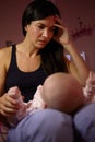 Mother With Baby Suffering From Post Natal Depression Royalty Free Stock Photo