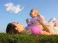 Mother with baby on sunset Royalty Free Stock Photo