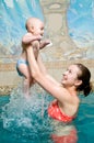 Mother and baby in swimming pool Royalty Free Stock Photo