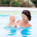 Mother and baby in swimming pool Royalty Free Stock Photo