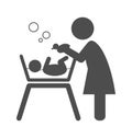 Mother bathes the baby pictogram flat icon isolated on white