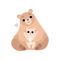 Mother Bear and Its Baby, Cute Forest Animal Family Vector Illustration