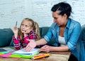 Mother becoming frustrated with daughter whilst doing homework sitting on sofa At home in learning difficulties homework parenting