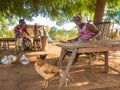 Kenyan Giriama farmer mother with two children Royalty Free Stock Photo