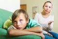 Mother berating teenager son Royalty Free Stock Photo