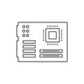 Mother Board Linear Icon On White Background
