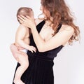 Mother breast feeding a cute baby. Newborn girl. Royalty Free Stock Photo