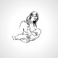 Mother breast feeding her baby vector eps10 Royalty Free Stock Photo