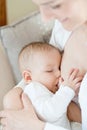 Mother breast feeding her infant - breastfeeding Royalty Free Stock Photo