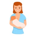 Mother breast feeding icon, cartoon style