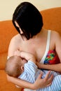 Mother is breast feeding a newborn baby Royalty Free Stock Photo