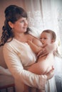 Mother breast feeding newborn baby Royalty Free Stock Photo