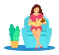 Mother breastfeeding baby. Flat style. Vector illustration