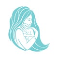 Mother breastfeeding her baby symbol.Breastfeeding coalition emblem, breastfeeding mother support icon