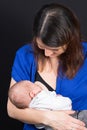 Mother breastfeeding her newborn child Mom nursing and feeding baby Close-up portrait Royalty Free Stock Photo