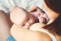 Mother breastfeeding newborn baby child Royalty Free Stock Photo