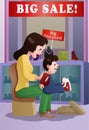 Mother buying son a shoes