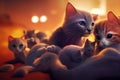 mother cat nursing her kittens Royalty Free Stock Photo