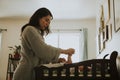 Mother changing a diaper on a newborn baby Royalty Free Stock Photo