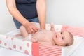 Mother is changing diaper to her little baby Royalty Free Stock Photo