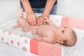 Mother is changing diaper to her little baby Royalty Free Stock Photo