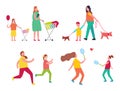 Mother and Child Activities Vector Illustration Royalty Free Stock Photo