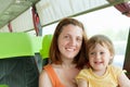 Mother and child in autobus Royalty Free Stock Photo