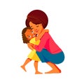 Mother and child. Beautiful african american mom hugging her daughter with a lot of love and tenderness. Mother's day