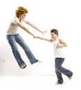 Mother with a child boy child conflict aggression Royalty Free Stock Photo