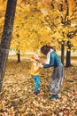 Mother and child boy walking and playing Royalty Free Stock Photo