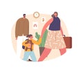 Mother And Child Characters Walk Away From A Man, Their Departure Marking The End Of A Relationship, Vector Illustration