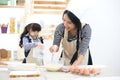 Mother and child daughter girl are cooking cookies and having fun Royalty Free Stock Photo