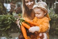 Mother and child daughter with organic vegetables healthy food Royalty Free Stock Photo