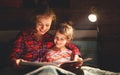 Mother and child reading book in bed before going to sleep Royalty Free Stock Photo