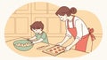 Mother and Child Decorating Cookies, Creative Fun, vector design Generative AI Royalty Free Stock Photo