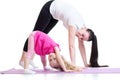 Mother and child doing exercise at home
