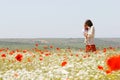 Mother and child in field