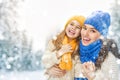 Mother and child girl on a winter walk Royalty Free Stock Photo