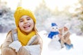 Mother and child girl on a winter walk Royalty Free Stock Photo