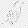 Outline hand draw sketch, Adult Hand and Baby Hand at transparent effect background Royalty Free Stock Photo