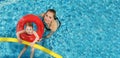 mother with child having fun in swimming pool. copy space Royalty Free Stock Photo