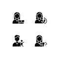 Mother and child health black glyph icons set on white space