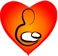 Mother with child on a heart background