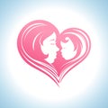 Mother and child heart-shaped silhouette symbol.