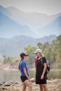 Mother and Child hiking together in the great outdoors Royalty Free Stock Photo